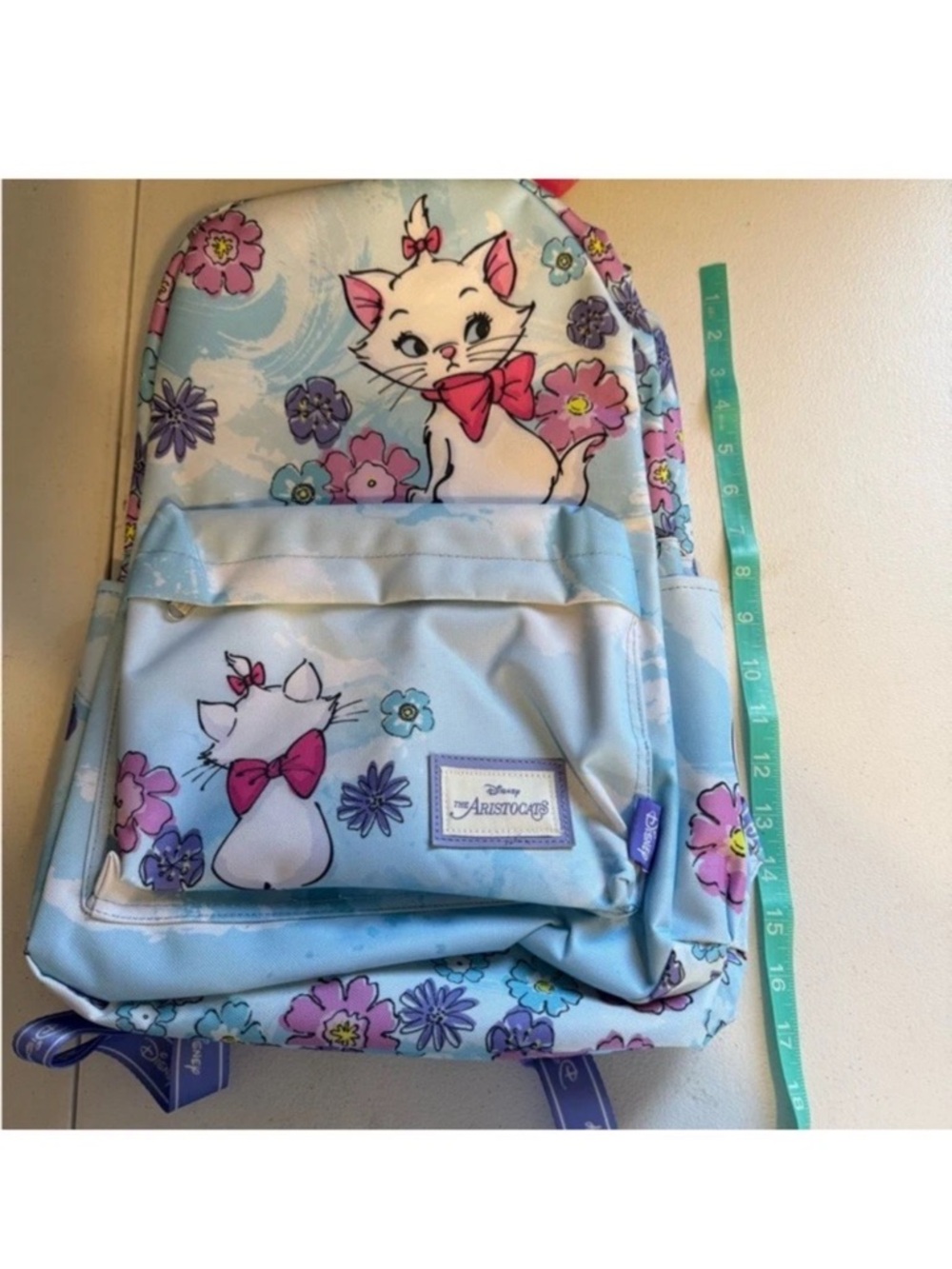 Disney Light Blue Aristocats Kids Backpack with Pink & Purple Floral Accents